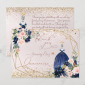 PixDezines Quinceanera Navy Blue Hartelijk dank Kaart (Voorkant / Achterkant)