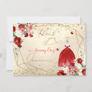 PixDezines Quinceanera Red Gown Dank je Kaart