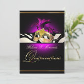 PixDezines Quincenera/Magenta Zebra/DIY kleur! Kaart (Staand voorkant)