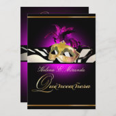 PixDezines Quincenera/Magenta Zebra/DIY kleur! Kaart (Voorkant / Achterkant)