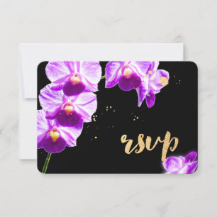 PixDezines Radiant Orchid/Floral/RSVP/DIY RSVP Kaartje