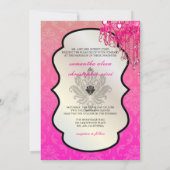 PixDezines Raspberry Chandelier+Vendome Damask/5x7 Kaart (Achterkant)