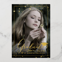 PixDezines Real Gold Foil Calligraphy Afstuderen Folie Uitnodiging