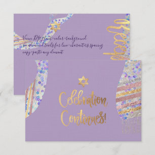 PixDezines Receptie Mitzvah/paarse aquarel Kaart