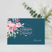 PixDezines Receptie Waterverf Bloemen Mitzvah ✡ RSVP Kaartje (Staand voorkant)