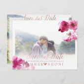 PixDezines Red Cherry Blossoms Bewaar de datum Aankondigingskaart (Voorkant / Achterkant)