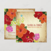 PixDezines Red+oranje hibiscus+monstera Kaart (Voorkant / Achterkant)