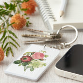 PixDezines redoute clementine, anemoon Sleutelhanger (Voorkant Rechts)