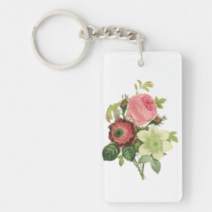 PixDezines redoute clementine, anemoon Sleutelhanger