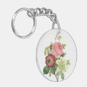 PixDezines redoute clementine, anemoon Sleutelhanger (Voorkant Links)