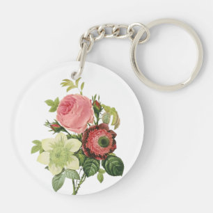 PixDezines redoute clementine, anemoon Sleutelhanger