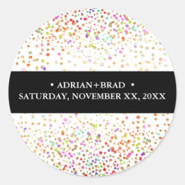 PixDezines Regenboogconfetti Ronde Sticker