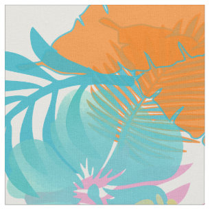 PixDezines regenwoud blauwgroen/oranje/geel/groen Stof