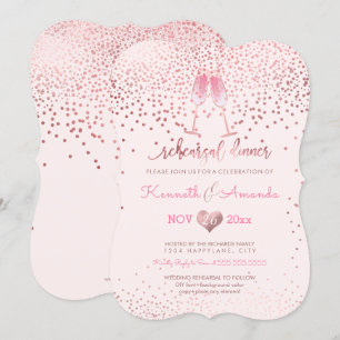 PixDezines repetitie Dinner/Bubbles+Roze Champagne Kaart