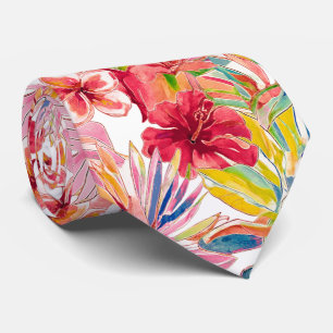 PixDezines Retro Bold H2 Hawaii Bloemige Bladgroen Stropdas