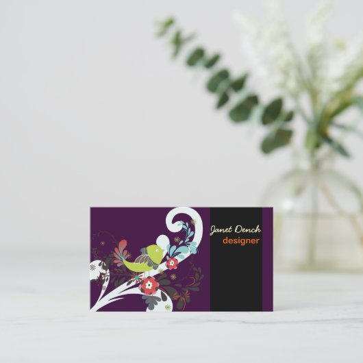 PixDezines Retro Chicken/DIY achtergrondkleur Visitekaartje (Staand voorkant)