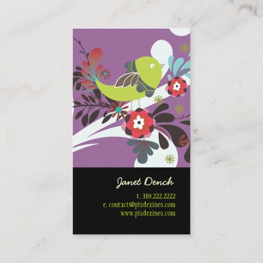 PixDezines Retro Chicken/DIY achtergrondkleur Visitekaartje (Achterkant)