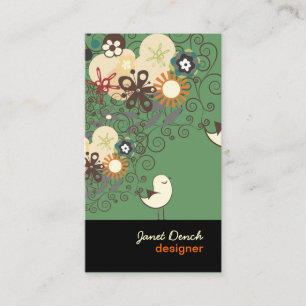 PixDezines RETRO CHICKS+SPIRALS/DIY kleuren! Visitekaartje