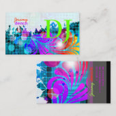 PixDezines Retro DJ+disco wervelingen Visitekaartje (Voorkant / Achterkant)
