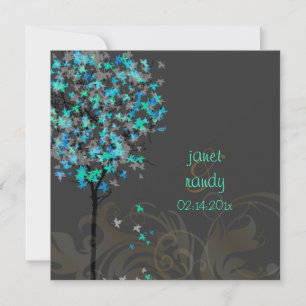 PixDezines retro elektrische blauwe esdoornbomen Kaart