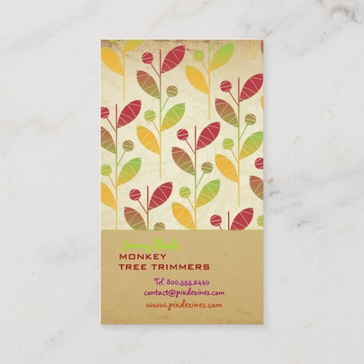 PixDezines  Retro Foliage ♥ & ♥ Visitekaartje (Achterkant)