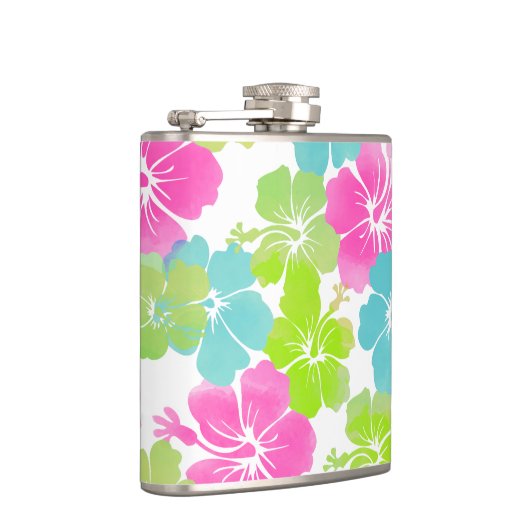 PixDezines retro hibiscus Heupfles (Rechts)