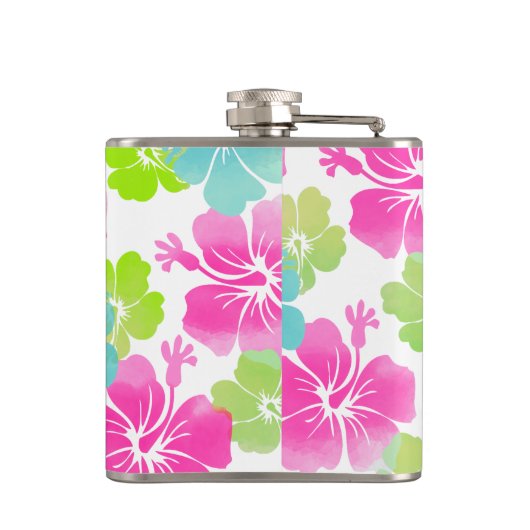 PixDezines retro hibiscus Heupfles (Achterkant)