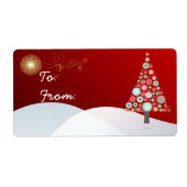 PixDezines Retro Kerstboom Ornamenten Etiket (Voorkant)