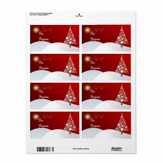 PixDezines Retro Kerstboom Ornamenten Etiket (Full Sheet)