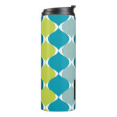 PixDezines Retro Mod Ogee, groen Blauwgroen blauw Thermosbeker (Gedraaid links)