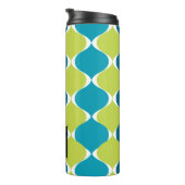 PixDezines Retro Mod Ogee, groen Blauwgroen blauw Thermosbeker (Geroteerd rechts)