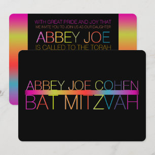PixDezines retro neons/typografie/bat mitzvah Kaart