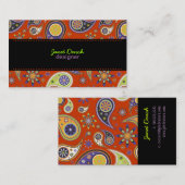 PixDezines Retro Paisley, aangepaste kleur Visitekaartje (Voorkant / Achterkant)