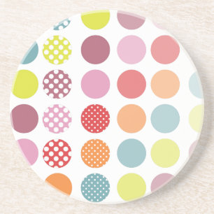 PixDezines Retro Polka Dots/DIY achtergrondkleur! Zandsteen Onderzetter