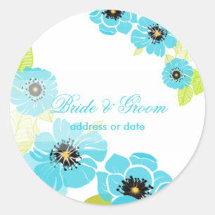 PixDezines Retro Poppies Damask Ronde Sticker
