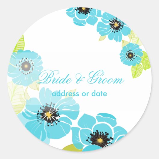 PixDezines Retro Poppies Damask Ronde Sticker (Voorkant)