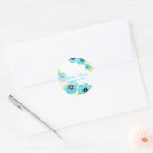 PixDezines Retro Poppies Damask Ronde Sticker (Envelop)