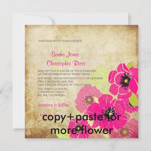 PixDezines Rétro Poppies Invitations De Mariage (Dos)