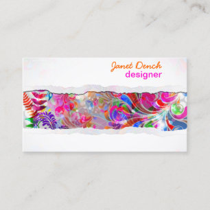 PixDezines retro zwirls/neonkleuren Visitekaartje