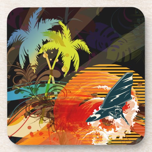 PixDezines riptide surfers/dij achtergrondkleur Onderzetter (Voorkant)