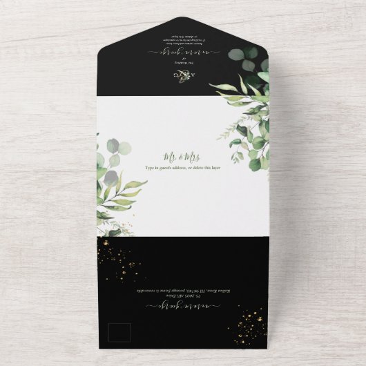 PixDezines Robuuste Eucalyptus DIY-achtergrond All In One Uitnodiging (Buitenkant)