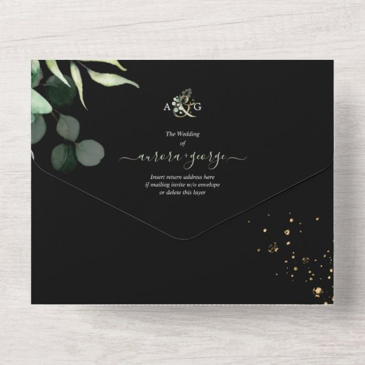 PixDezines Robuuste Eucalyptus DIY-achtergrond All In One Uitnodiging (Achterkant)