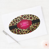 PixDezines rode cheetah + faux perkament Ovale Sticker (Envelop)