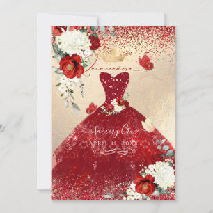 PixDezines Rode Rozen Quinceanera Uitnodiging