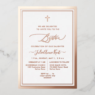 PixDezines Roos Gold Foil Doop Folie Uitnodiging