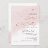 PixDezines Roos Gouden doop+1e Verjaardag Kaart (Voorkant / Achterkant)