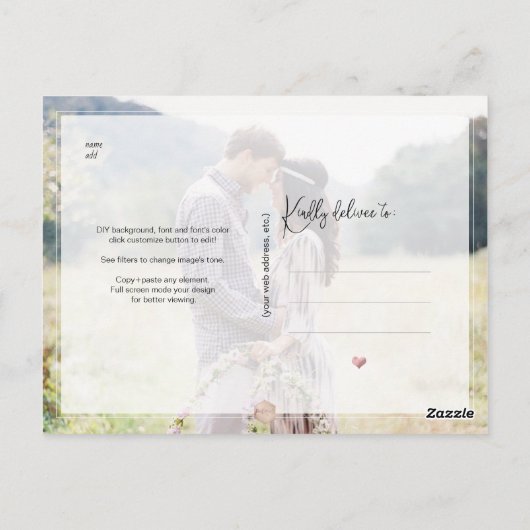 PixDezines Roos Gouden Hart Save Onze Datum Briefkaart (Achterkant)