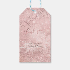 PixDezines Roos Gouden Sneeuw Bokeh+Confetti Dank Cadeaulabel