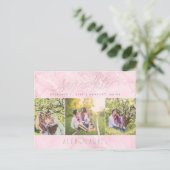 PixDezines Roos Quartz Opslaan Datum/Blush Confett Briefkaart (Staand voorkant)