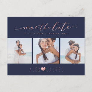 PixDezines Rose Gold Chic Script Cartes de mariage